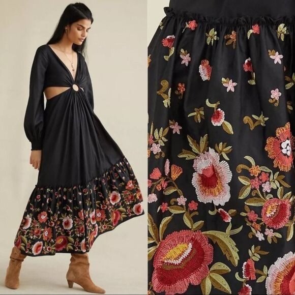Anthropologie Dresses & Skirts - Anthropologie Geisha Designs Karolina Embroidered Cut-Out Maxi Dress Sz 16 $248